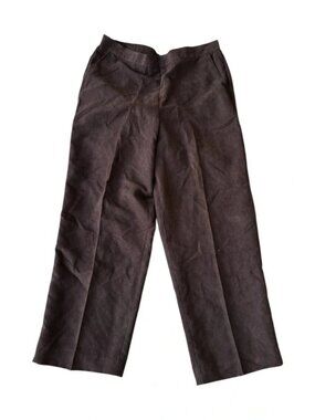 Alfred Dunner Brown Pull On Pants Women’s 14 Petite Faux Suede Look